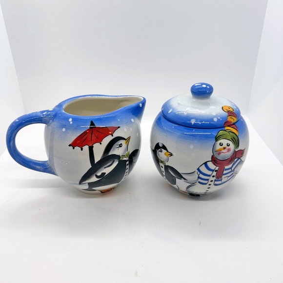 Handpainted winter cream and sugar set by The Bay - Picture 1 of 9